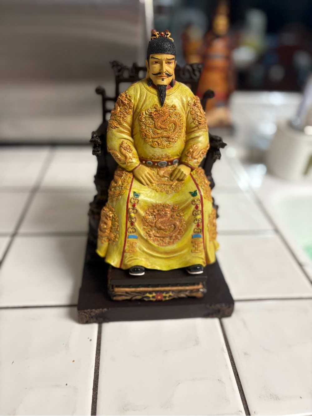 Yellow Emperor Figurine Ceramic Home Art Statue